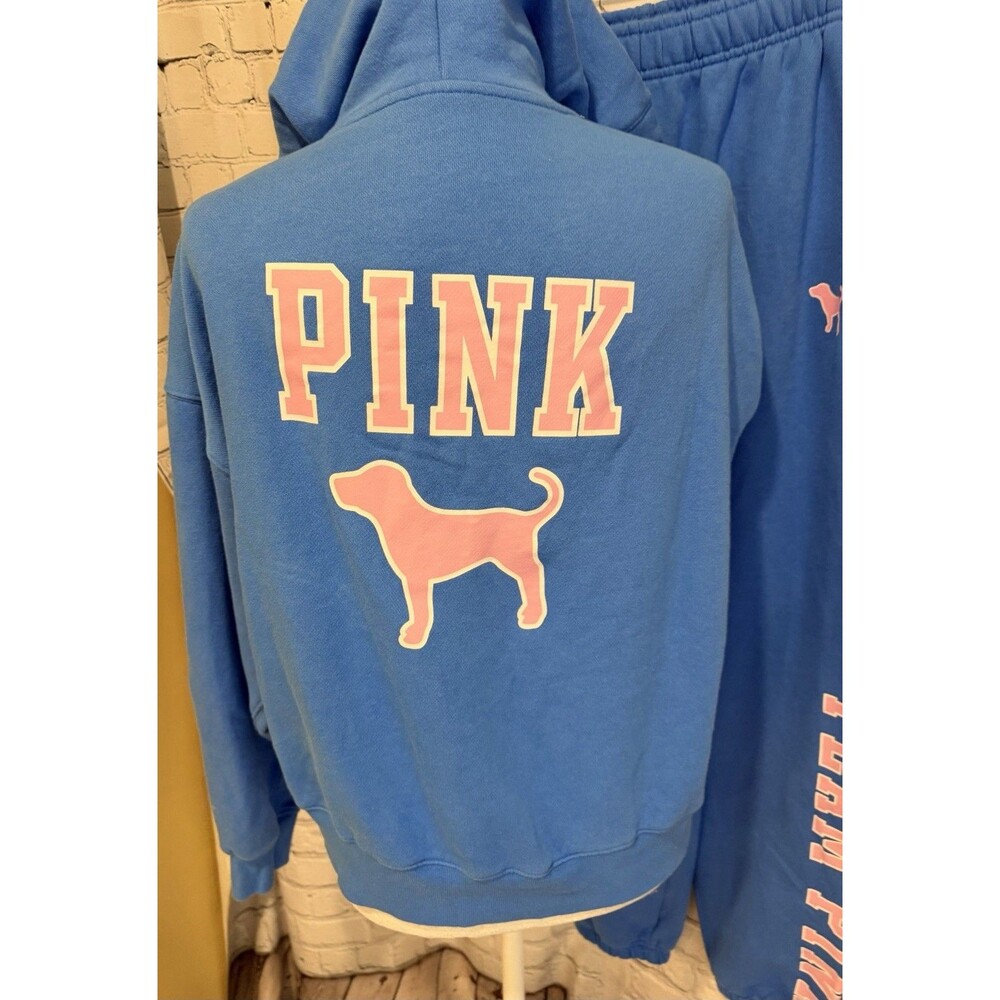 Victoria Secret PINK Blue Full Zip Hoodie XS & NWT Sweatpants Small - Picture 8 of 16